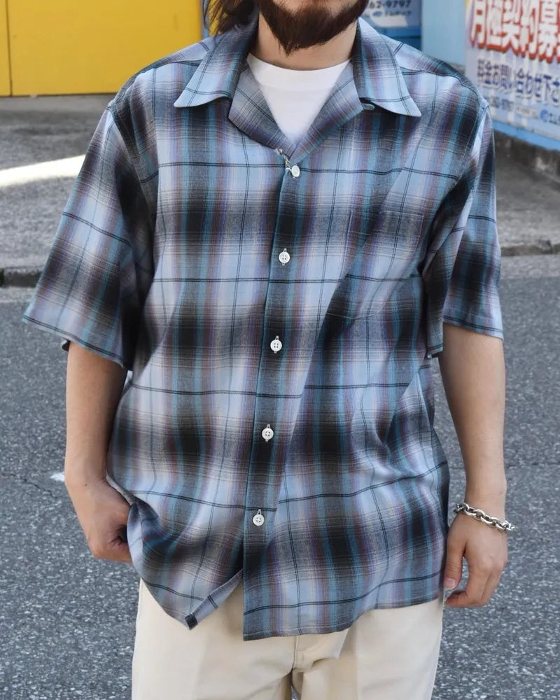 WACKO MARIA / OMBRE CHECK OPEN COLLARSHIRT S/S - TYPE-2 (24SS-WMS-OC11)