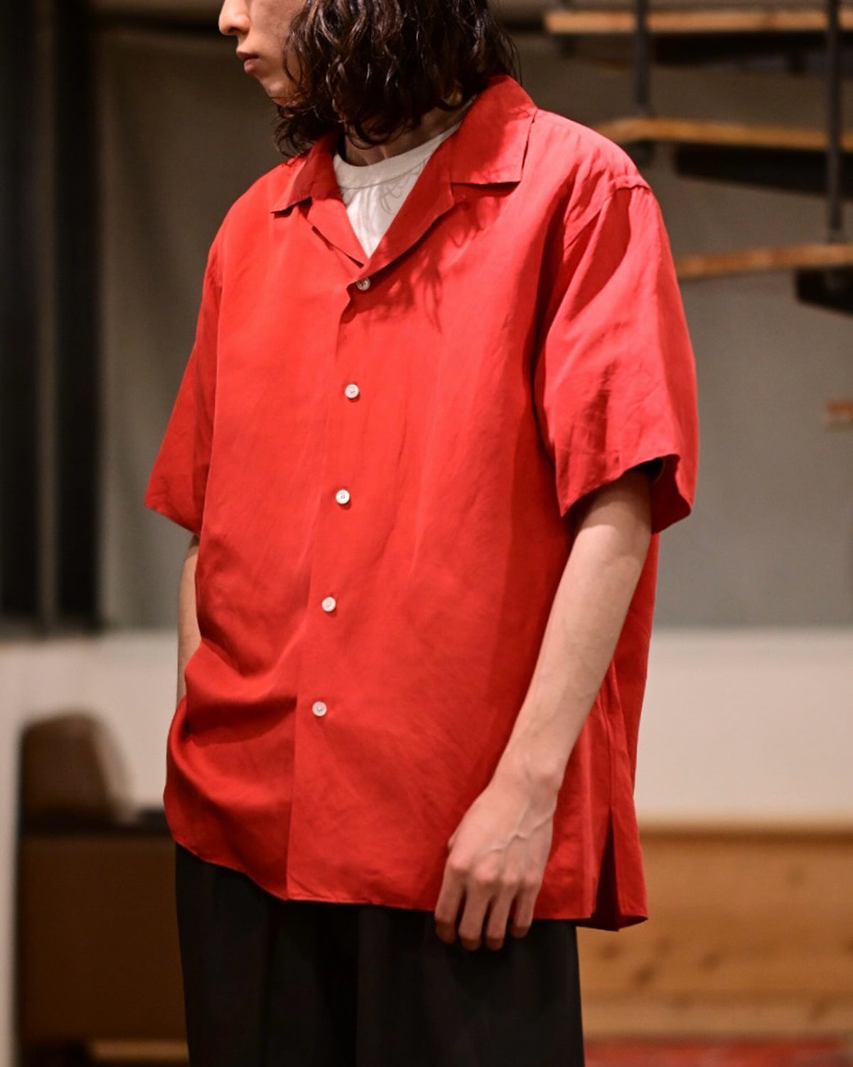 しょーーた a.presse A.PRESSE(アプレッセ) / Vintage Silk Linen S/S Open Collar Shirts