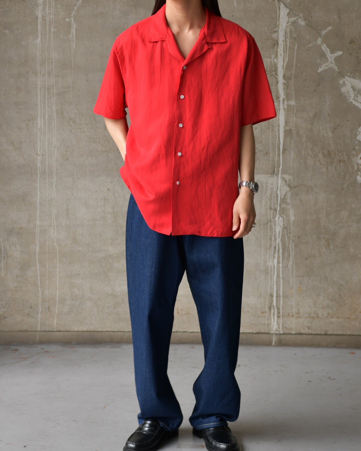 しょーーた a.presse A.PRESSE(アプレッセ) / Vintage Silk Linen S/S Open Collar Shirts