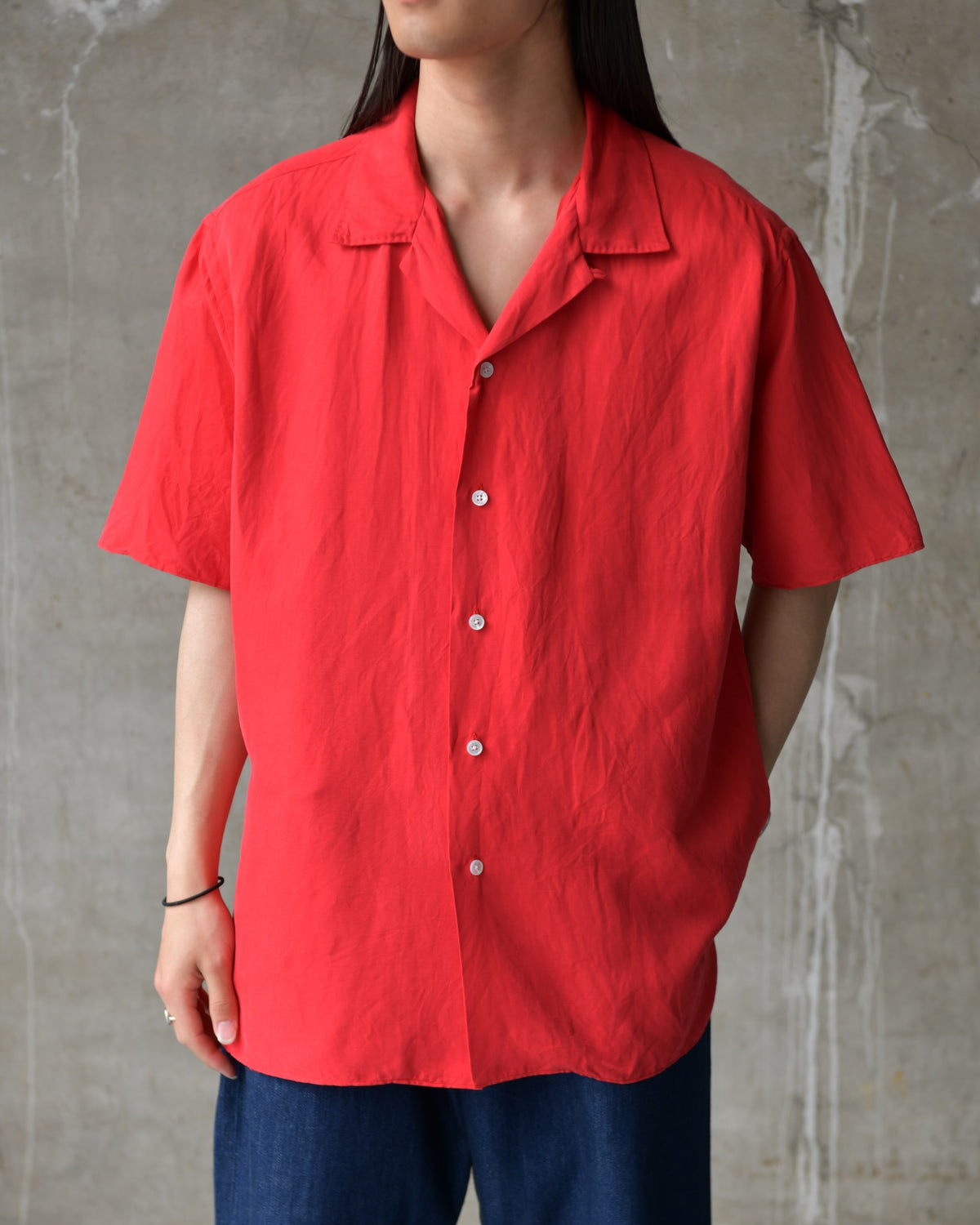 A.PRESSE(アプレッセ) / Vintage Silk Linen S/S Open Collar Shirts