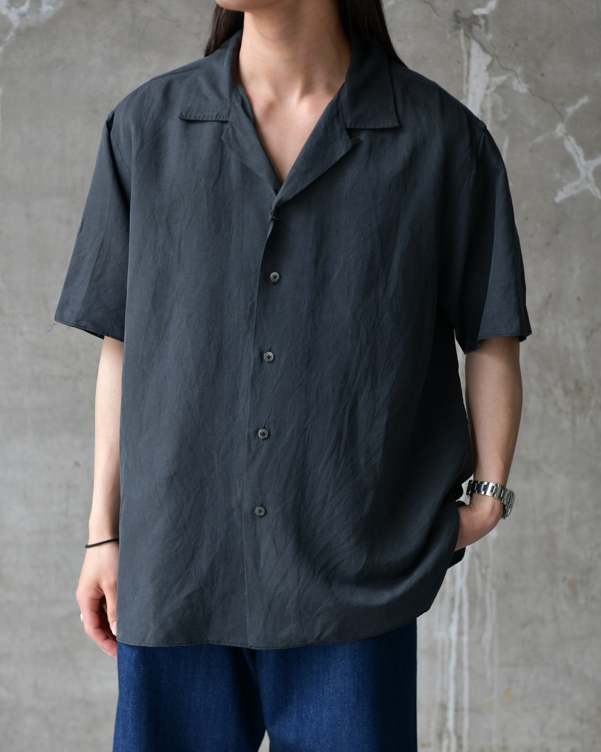 しょーーた a.presse A.PRESSE(アプレッセ) / Vintage Silk Linen S/S Open Collar Shirts