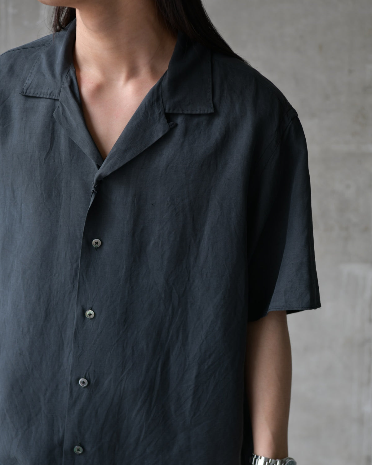 A.PRESSE / Vintage Silk Linen S/S Open Collar Shirts (26SAP-02-09)