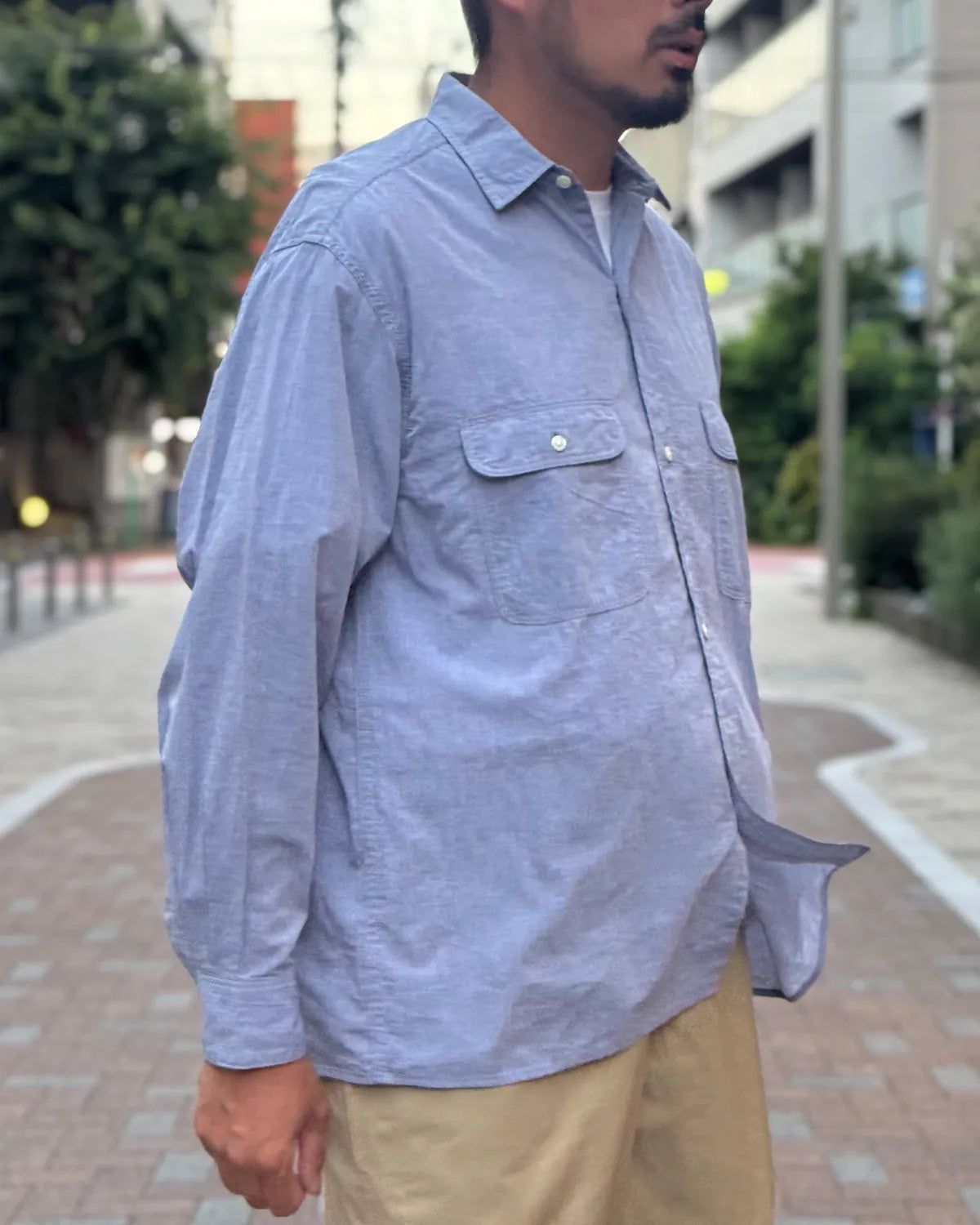blurhmsROOTSTOCK / Hard Twist Chambray Work Shirtd L/S (bROOTS26F12)