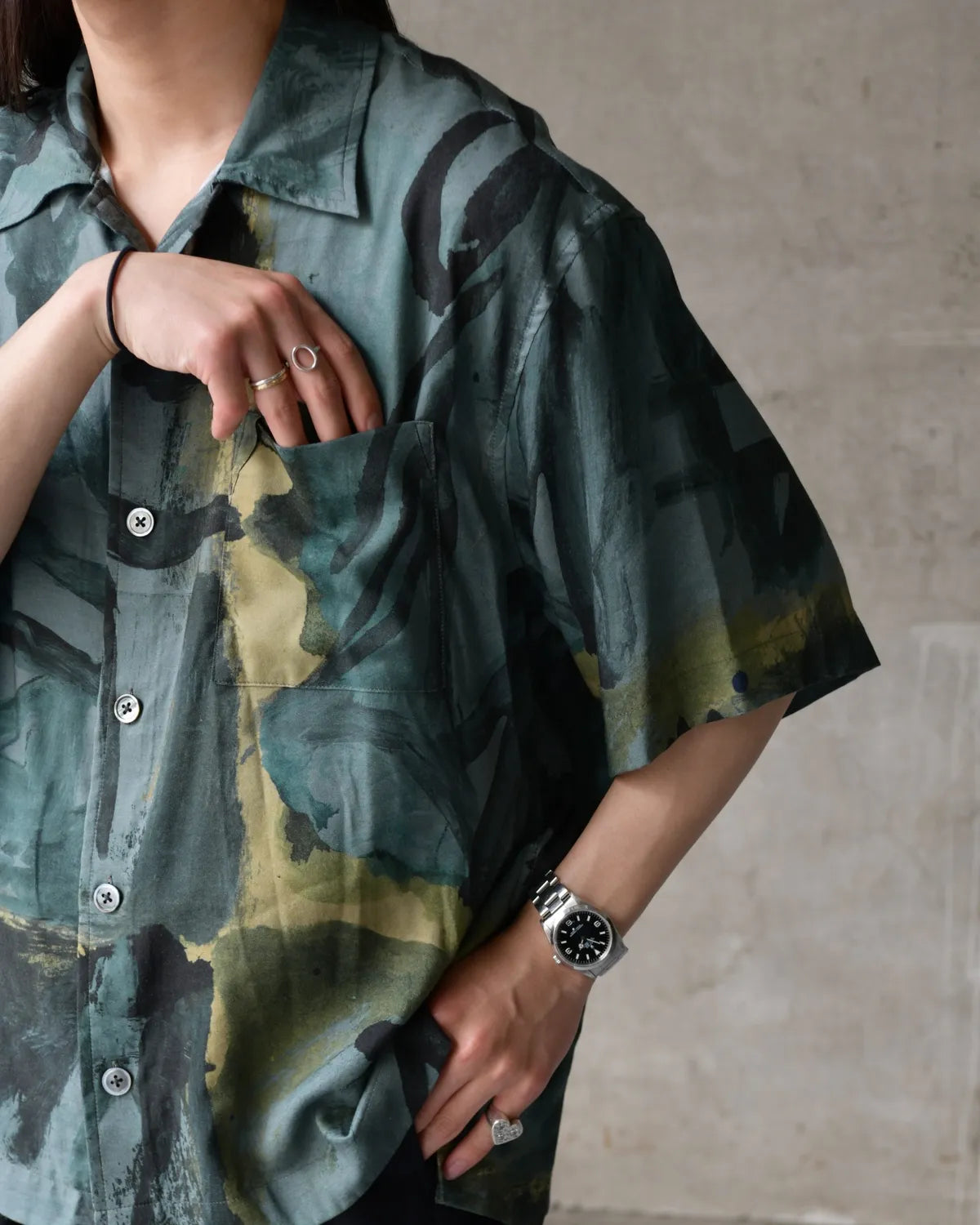 NTN × MARIJN VAN KREIJ / S/S OPEN COLLAR SHIRT (N006-046143)