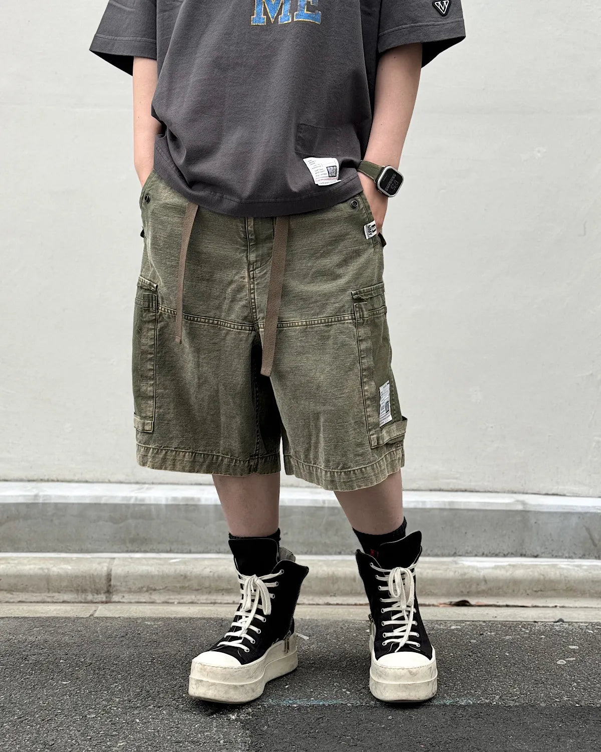 Maison MIHARA YASUHIRO / Cotton Satin Cargo Shorts (J16PT173)