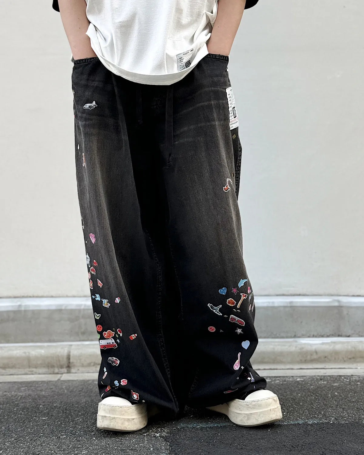 Maison MIHARA YASUHIRO / Kids Sticker Printed Wide Denim Pants -Women's- (K16PT342)