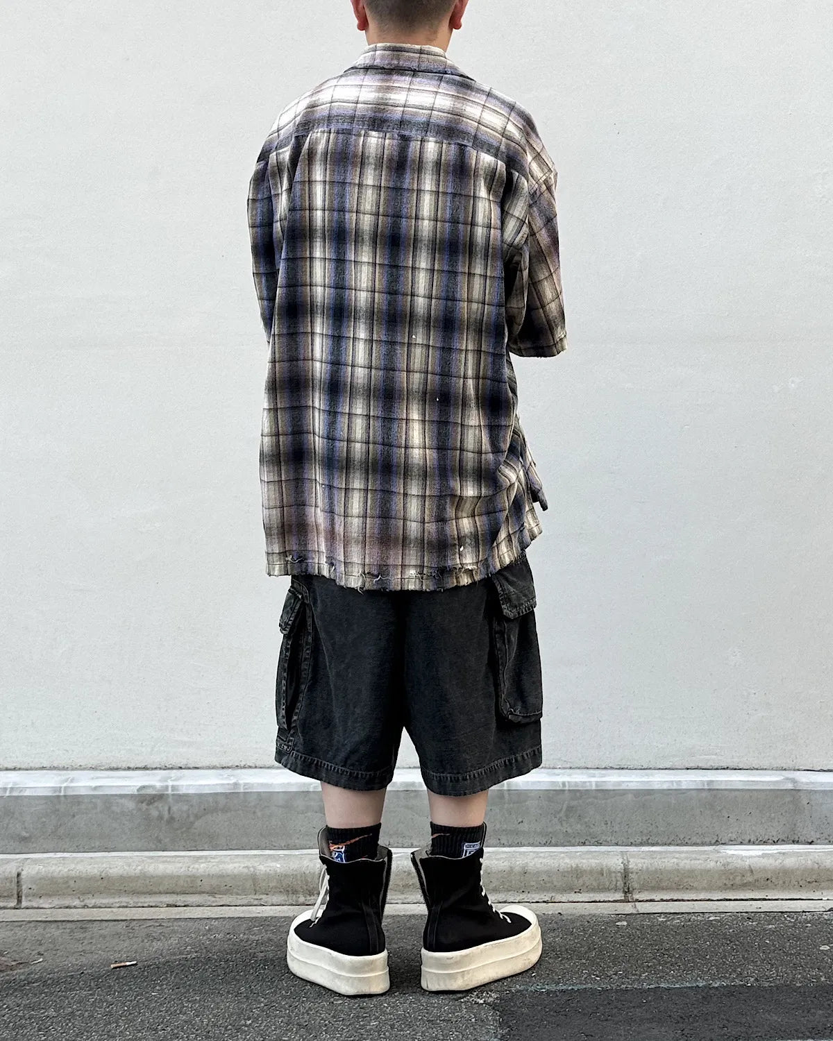 Maison MIHARA YASUHIRO / Embellished Sticker Short Sleeve Check Shirt (A16SH087)
