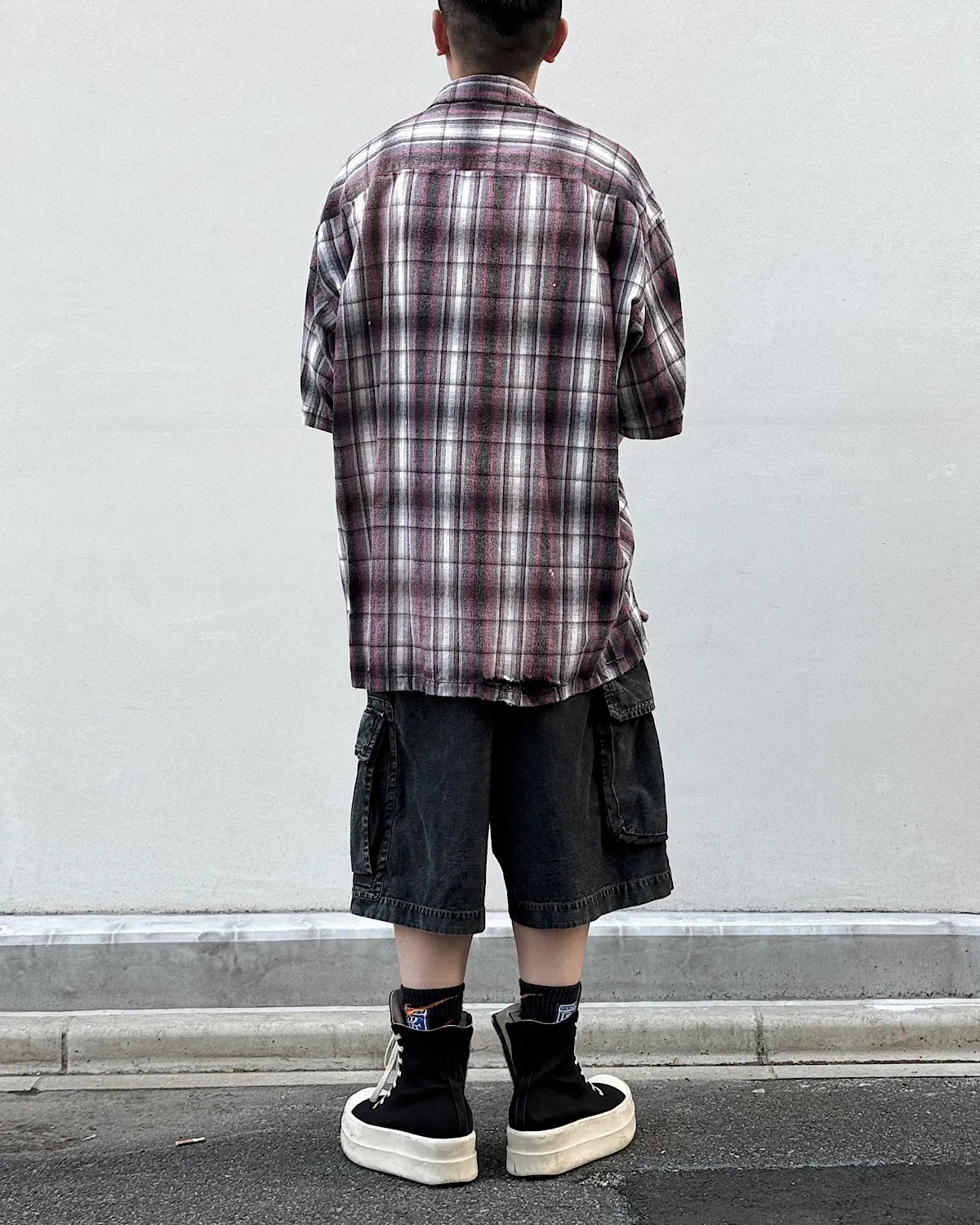 Maison MIHARA YASUHIRO / Embellished Sticker Short Sleeve Check Shirt (A16SH087)