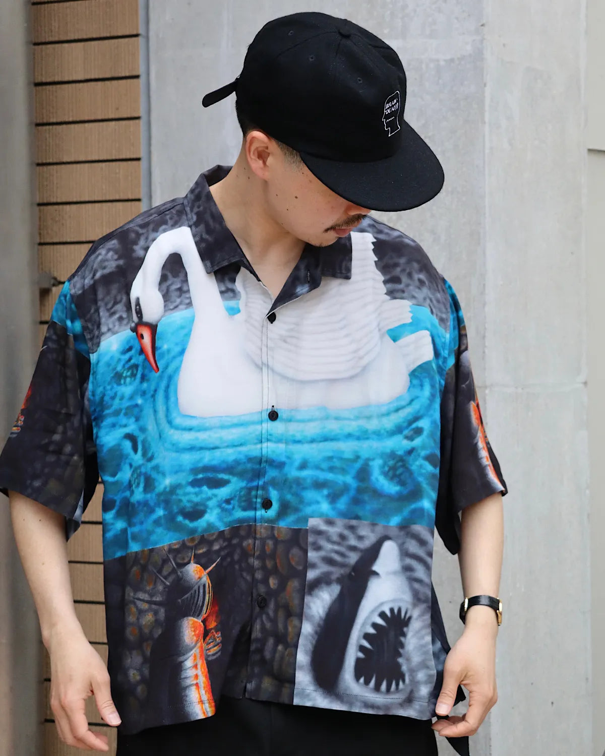 BRAIN DEAD / COPIA SHORT SLEEVE BUTTON DOWN SHIRT (T11004920SS26)