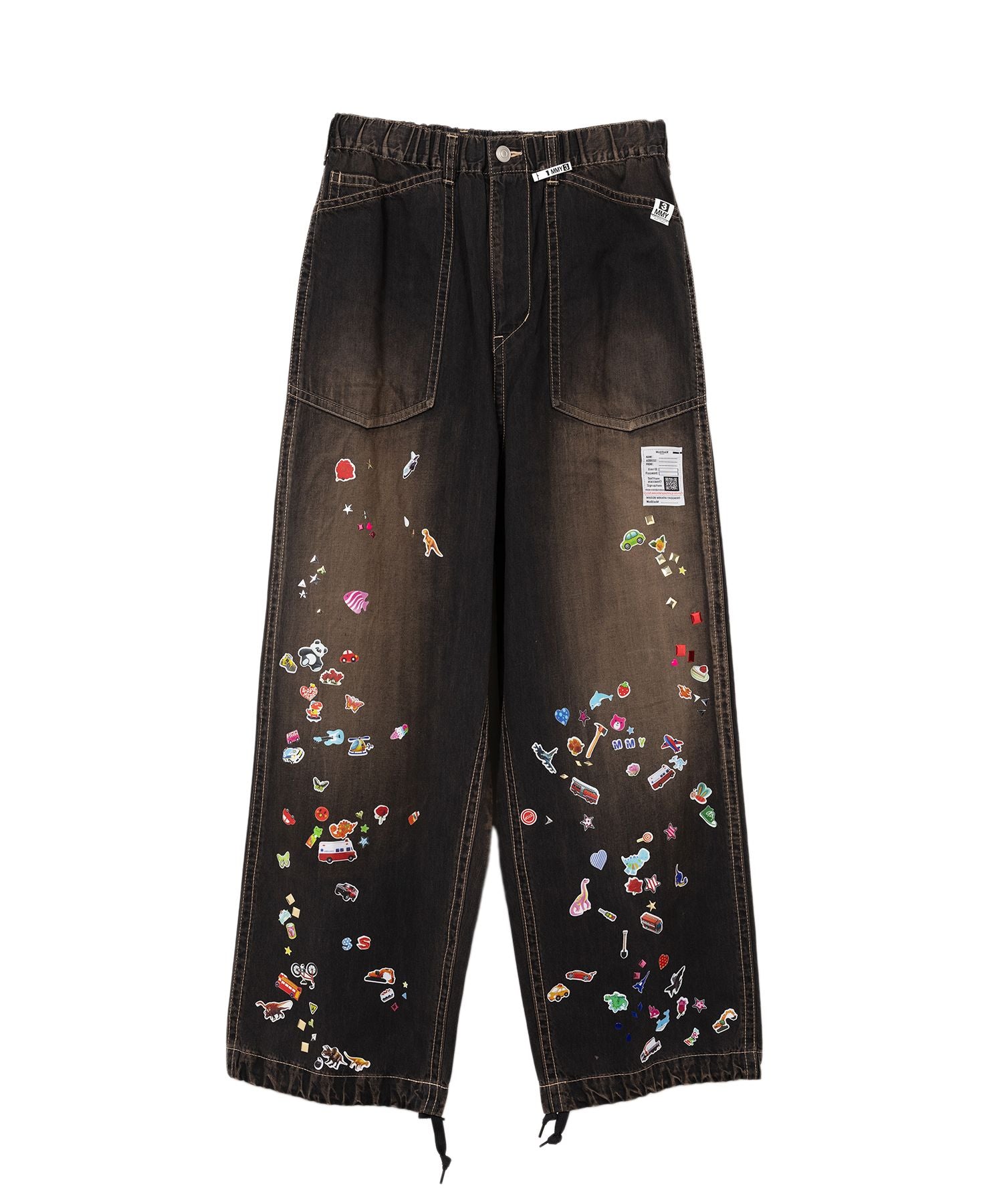 Maison MIHARA YASUHIRO / STICKER PRINTS DENIM BAKER PANTS (J14PT124)