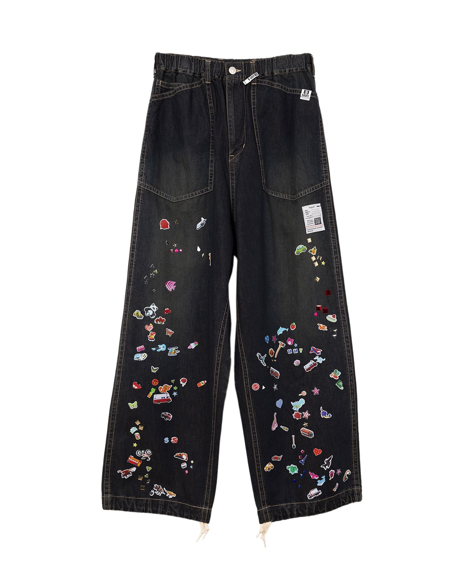 Maison MIHARA YASUHIRO / STICKER PRINTS DENIM BAKER PANTS (J14PT124)