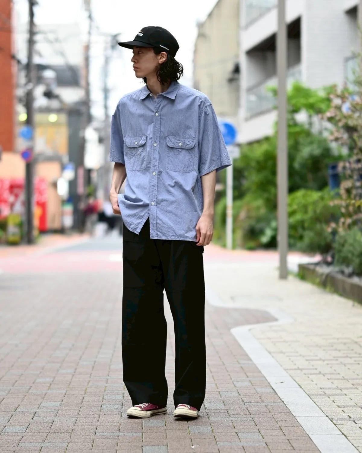 blurhmsROOTSTOCK / Hard Twist Chambray Work Shirt S/S (bROOTS26S4)