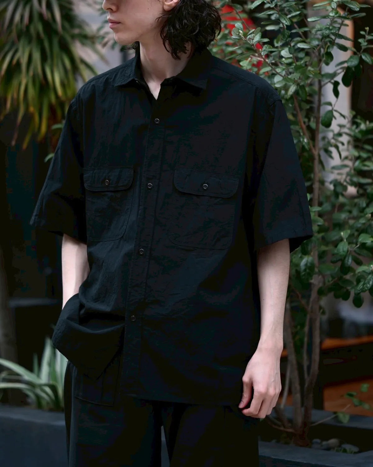 blurhmsROOTSTOCK / Hard Twist Chambray Work Shirt S/S (bROOTS26S4)