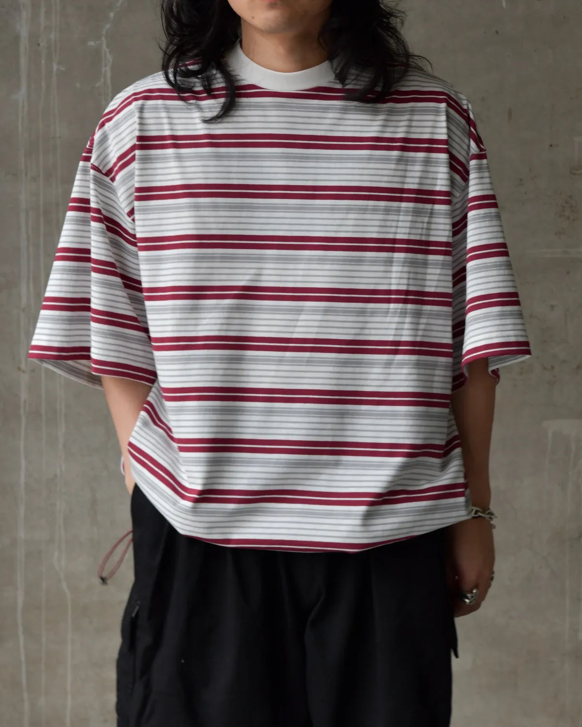 is-ness / Border Balloon T-Shirt (26SS_48_1008SST01-B)