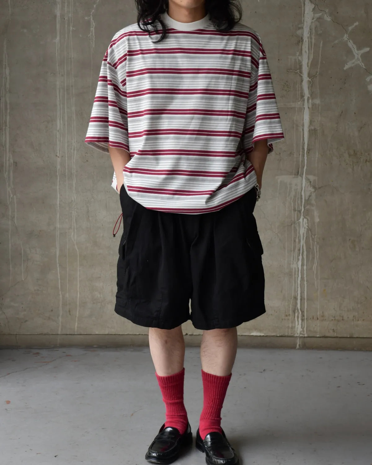 is-ness / Border Balloon T-Shirt (26SS_48_1008SST01-B)