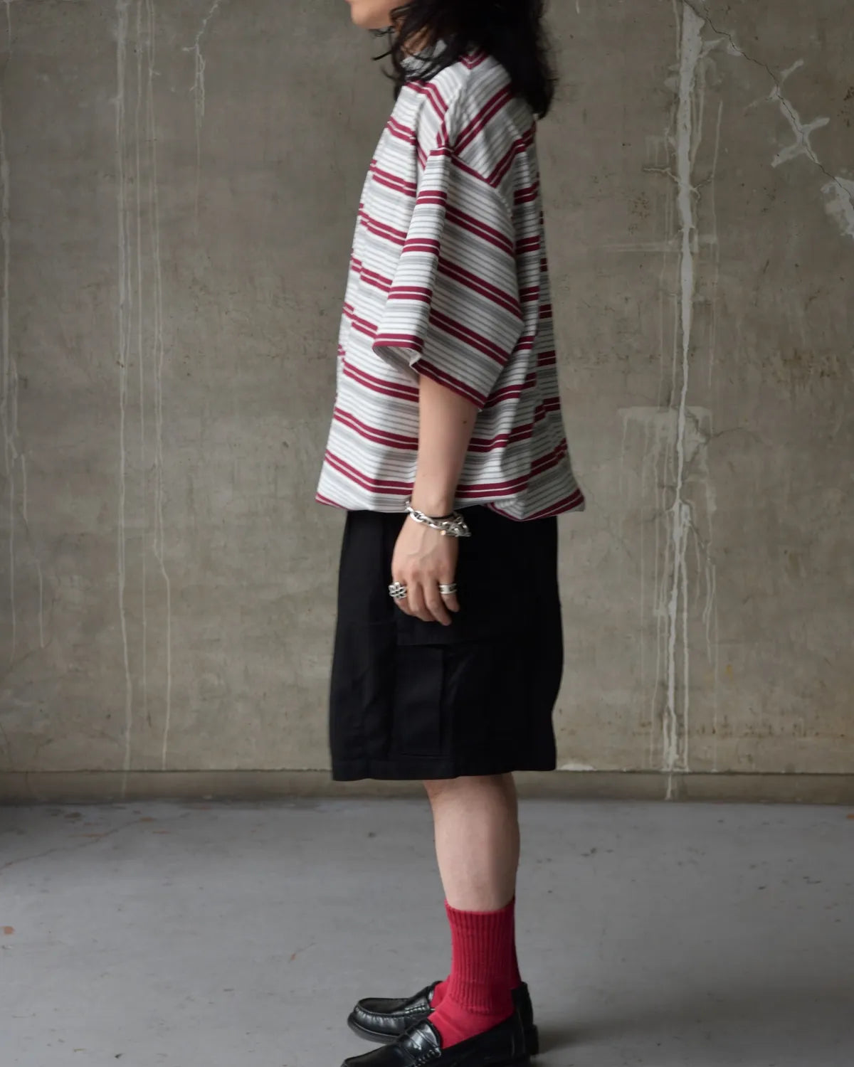 is-ness / Border Balloon T-Shirt (26SS_48_1008SST01-B)