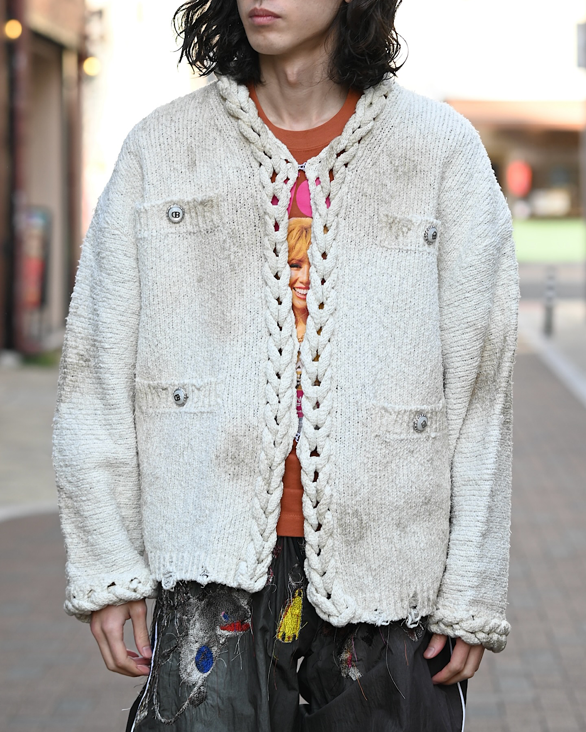 doublet / CHAINED SLASH KNIT CARDIGAN (26SS53KN209)