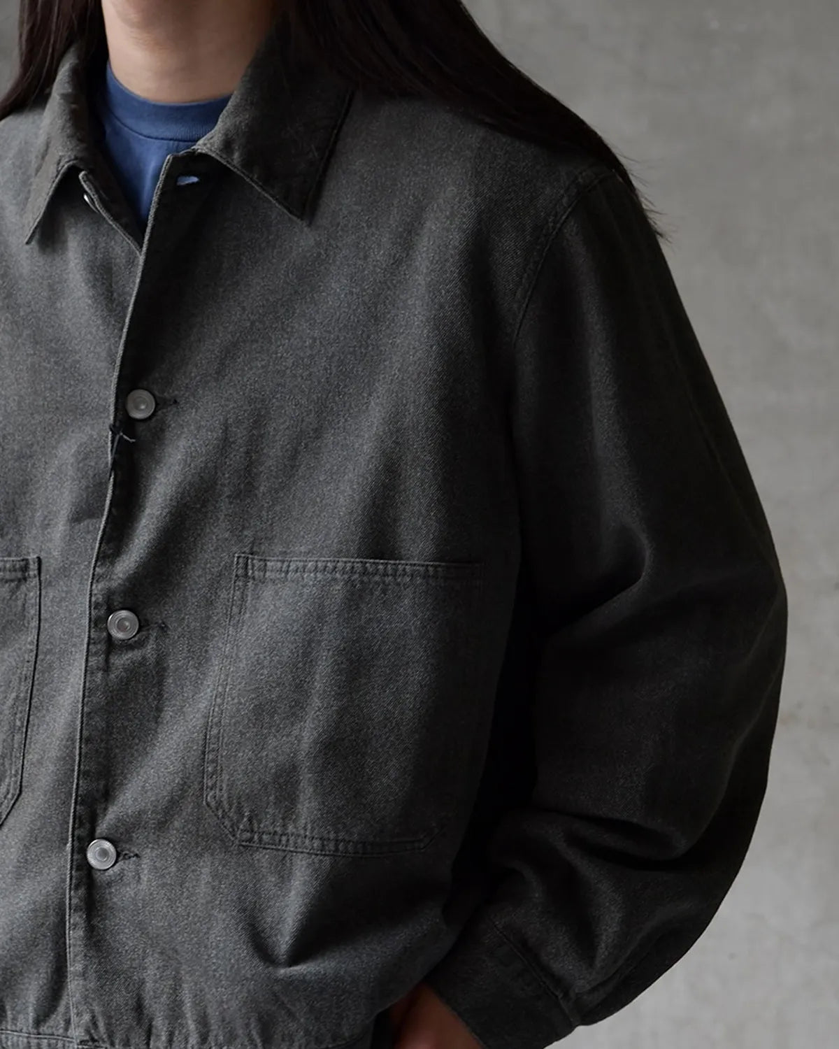 A.PRESSE / Vintage Black Chambray Work Jacket (26SAP-01-47)
