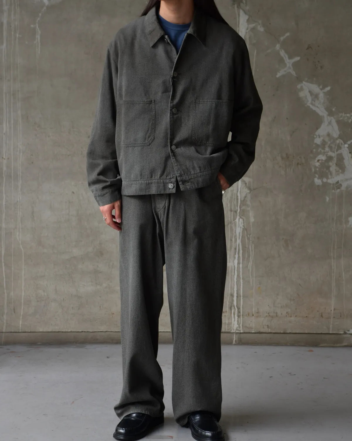 A.PRESSE / Vintage Black Chambray Work Jacket (26SAP-01-47)