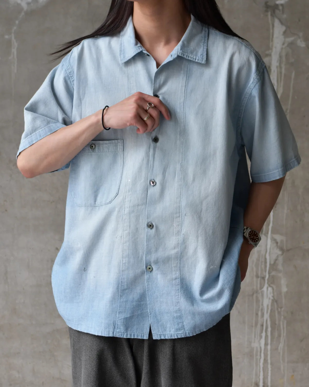 A.PRESSE / Vintage Chambray S/S Shirts (26SAP-02-01)