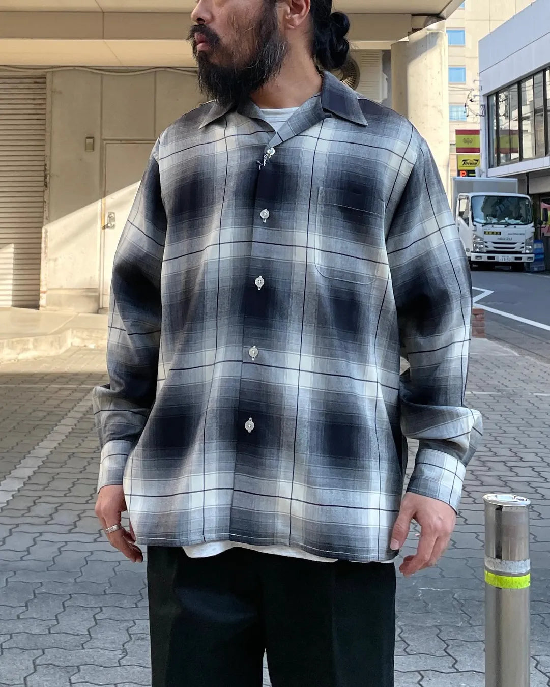 23aw OMBRE CHECK OPEN COLLAR SHIRT L/Sでは37000で大丈夫です