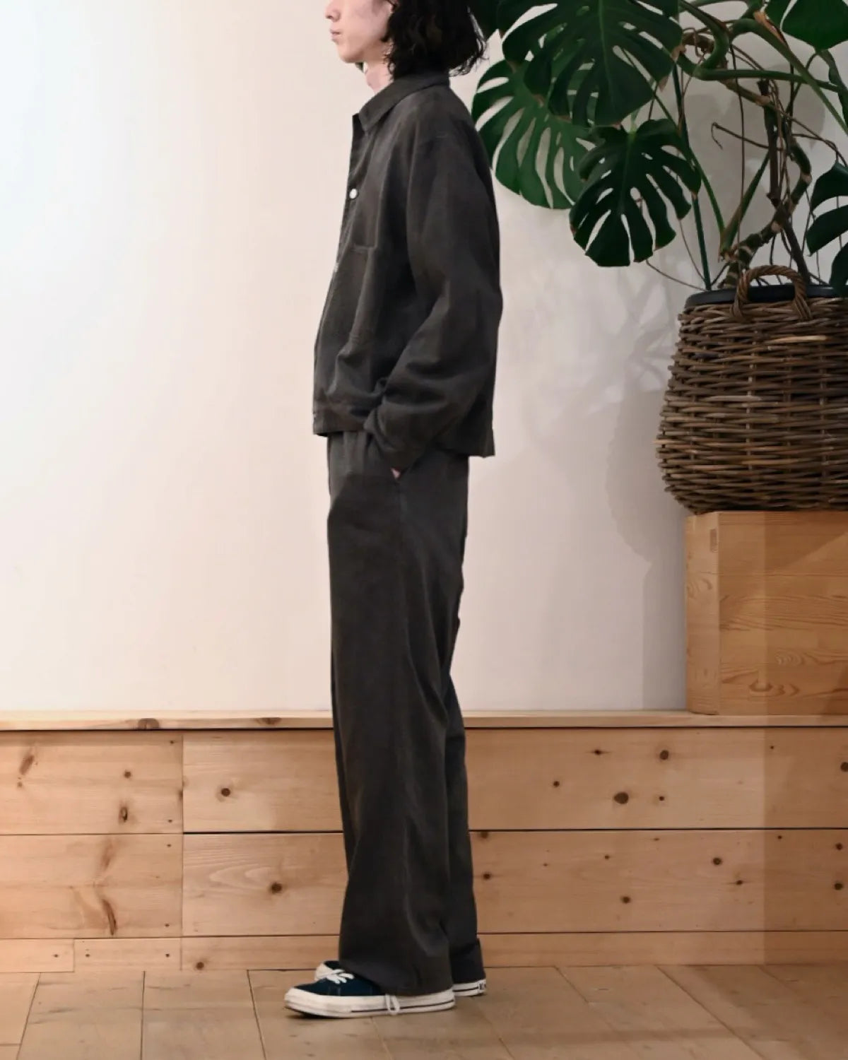 A.PRESSE / Vintage Black Chambray Work Jacket (26SAP-01-47)