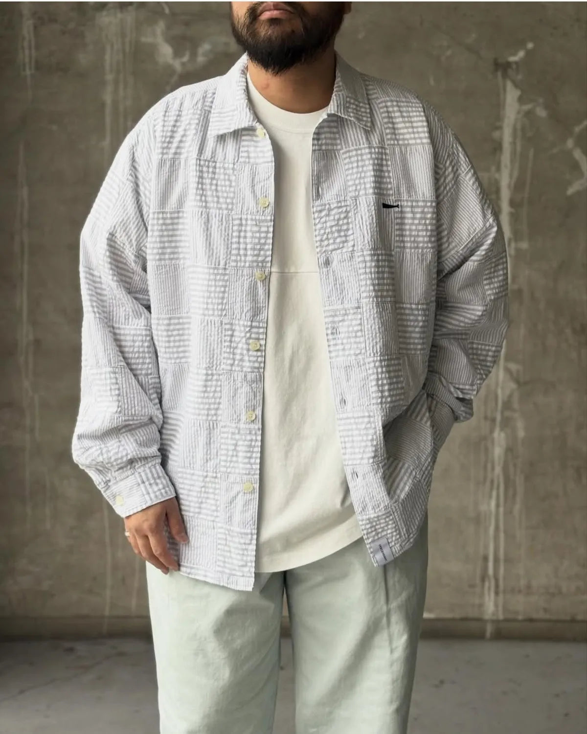 DESCENDANT パッチワーク　アシンメトリー　シャツ DESCENDANT (ディセンダント) / MILPITAS PATCHWORK LS SHIRT | 公式
