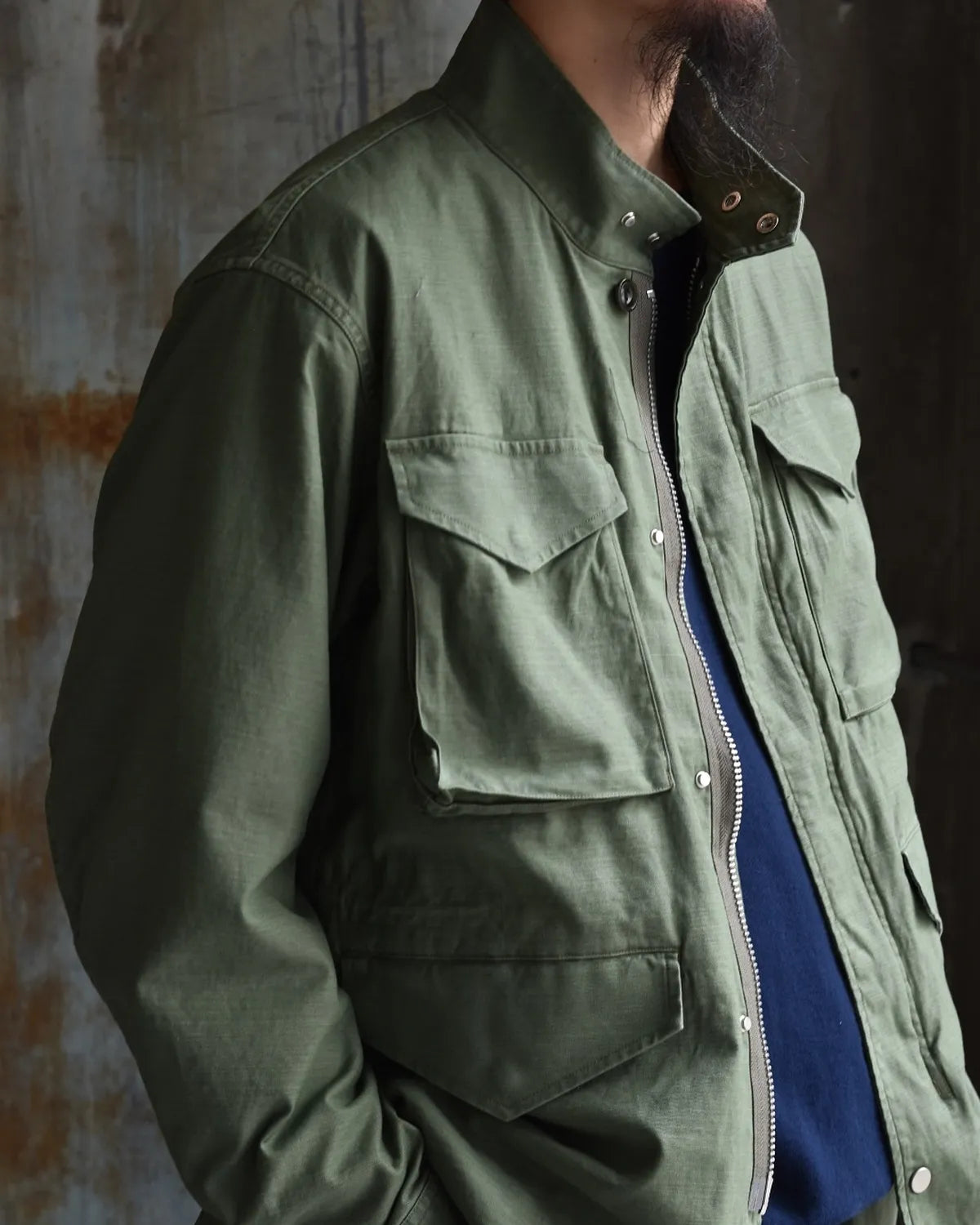 NONNATIVE / TROOPER JACKET COTTON BACKSATIN PIGMENT DYE WITH WINDSTOPPER® (NN-J4714)