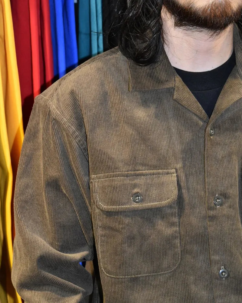 BEDWIN & THE HEARTBREAKERS / L/S OPEN COLLAR CORDUROY SHIRT "ROOST" (24AB1736)