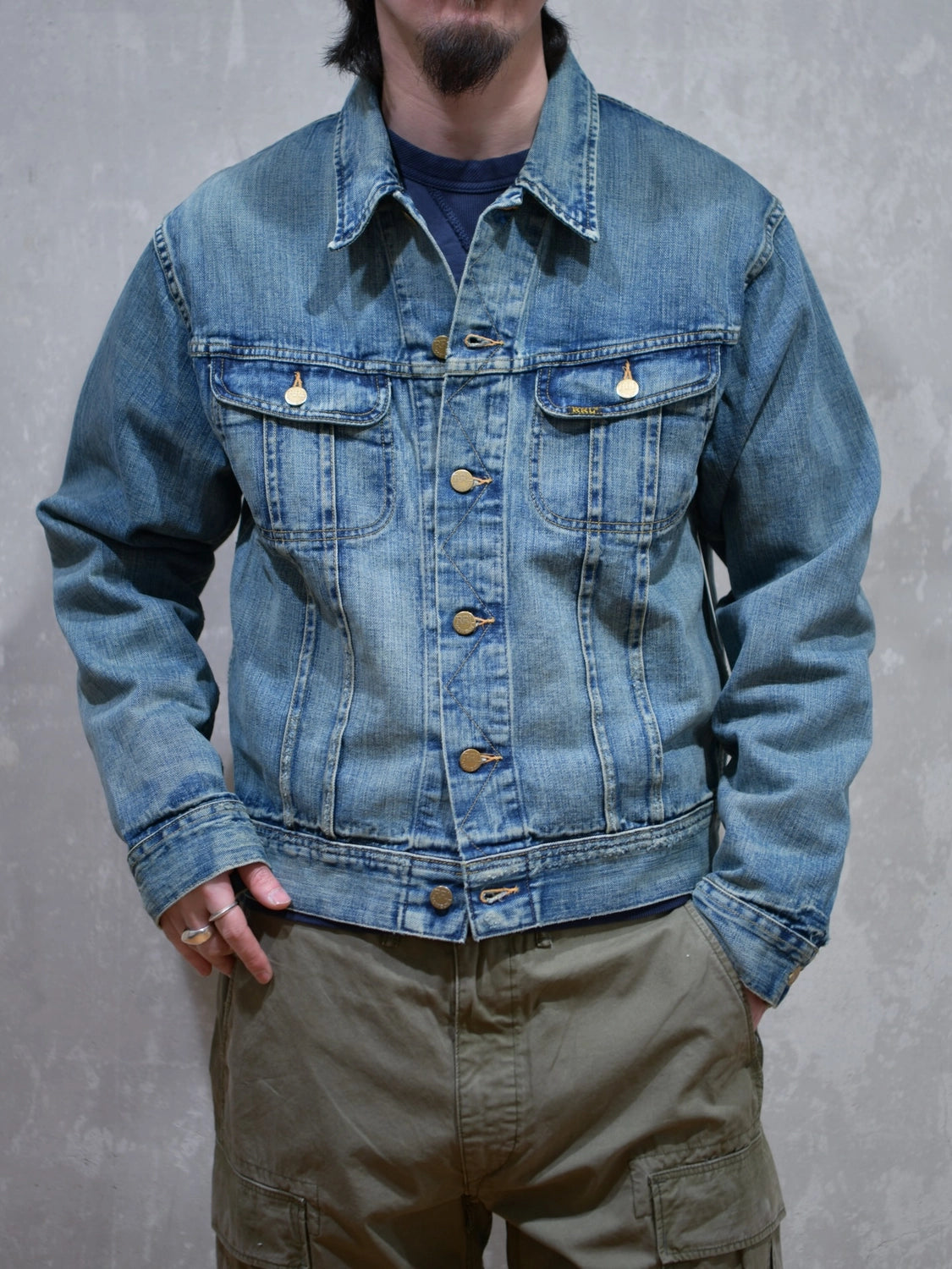 RRL / Leeland インディゴ デニム トラッカー ジャケット (MNRROTW16020011)