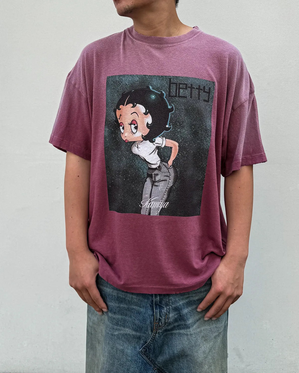 KAMIYA × Betty Boop / "I’m coming out" Betty BoopTM Distressed T-shirt  (G17TS093)