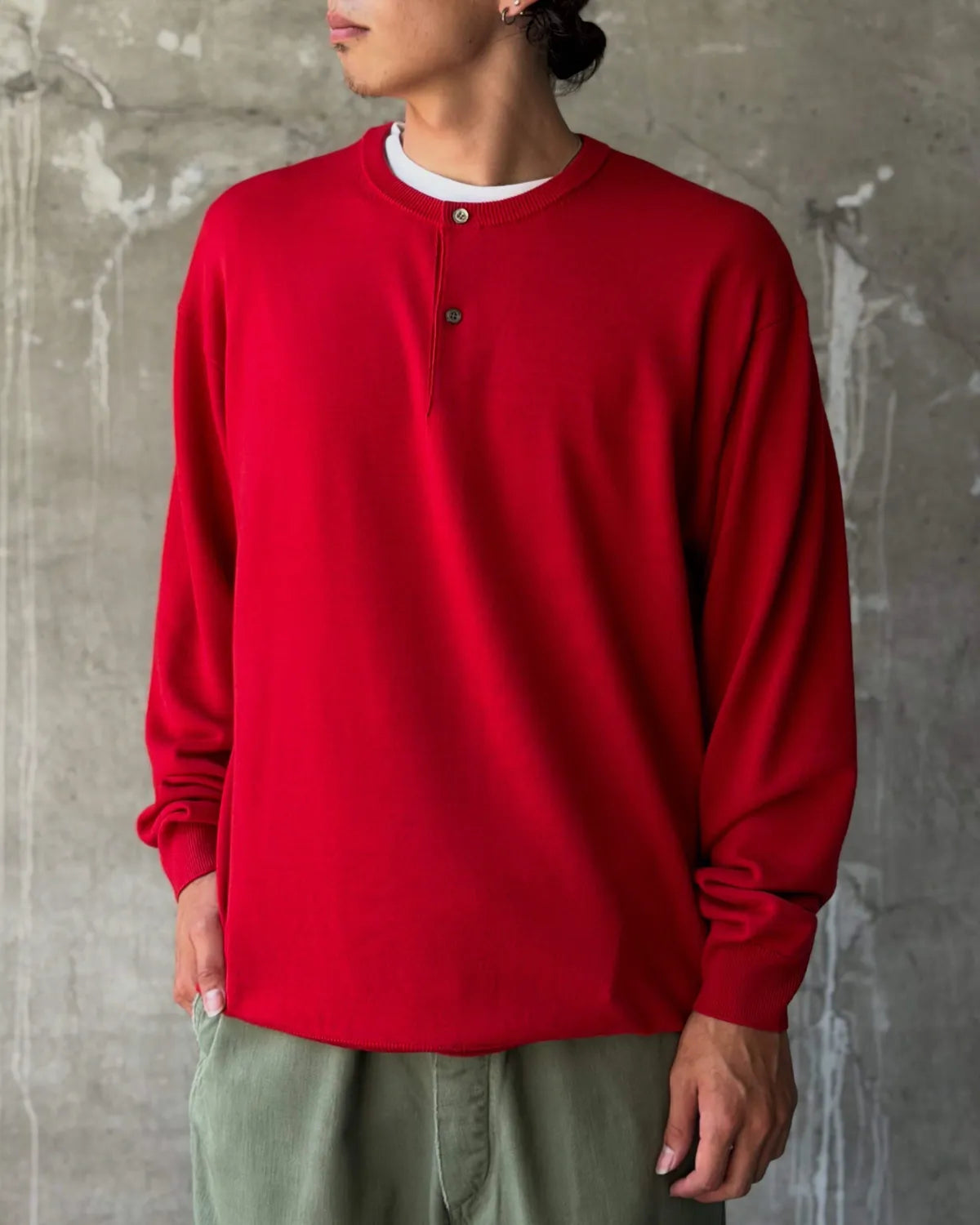 A.PRESSE / Wool Knit Henley Neck Sweater (26AAP-03-05)