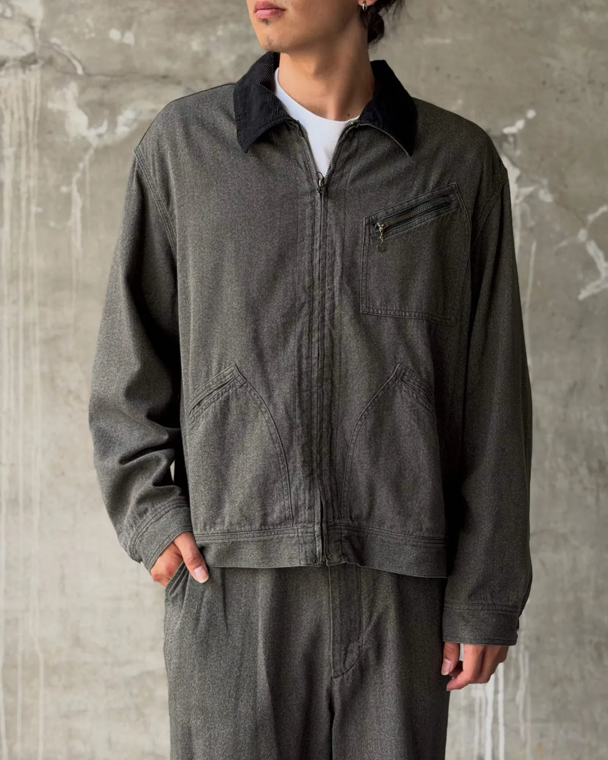 A.PRESSE / Vintage Black Chambray Work Jacket (26AAP-01-60)