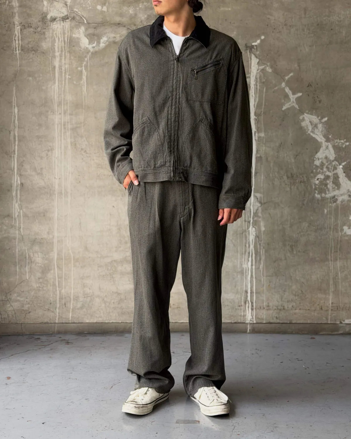 A.PRESSE / Vintage Black Chambray Work Jacket (26AAP-01-60)