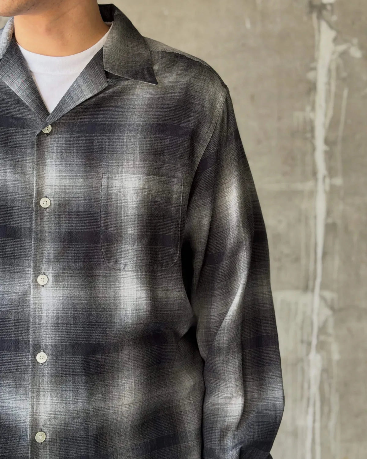 WACKO MARIA / OMBRE CHECK OPEN COLLAR SHIRT -TYPE-1- (26FWE-WMS-OC01)