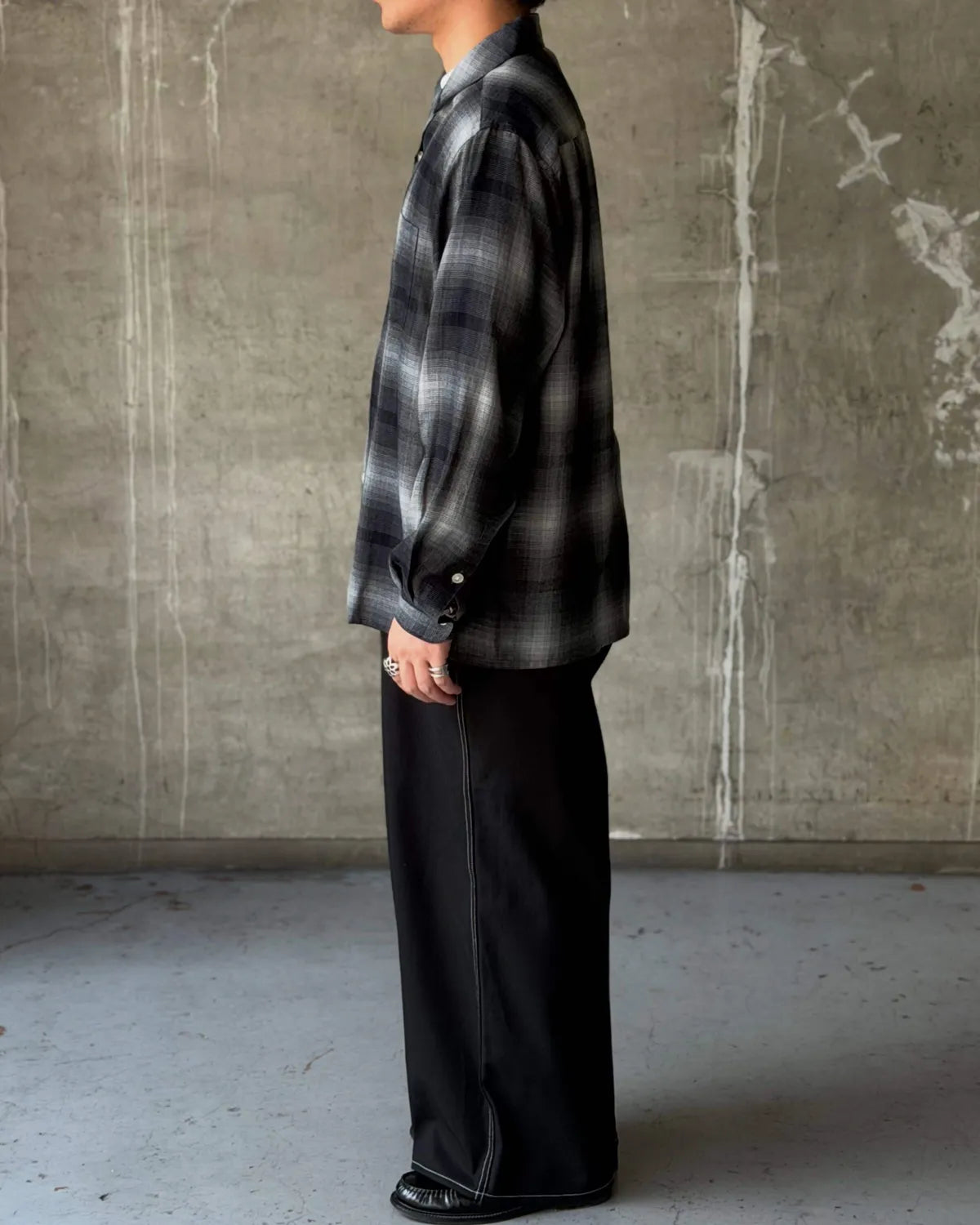 WACKO MARIA / OMBRE CHECK OPEN COLLAR SHIRT -TYPE-1- (26FWE-WMS-OC01)