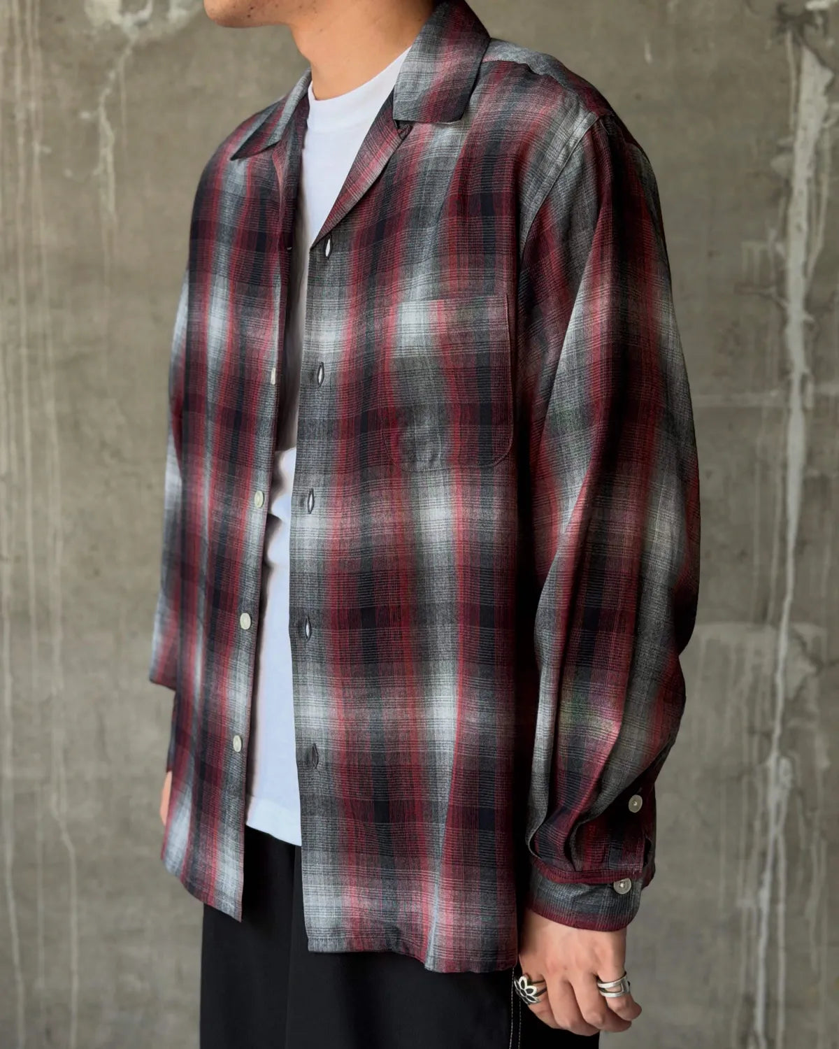 WACKO MARIA / OMBRE CHECK OPEN COLLAR SHIRT -TYPE-1- (26FWE-WMS-OC01)