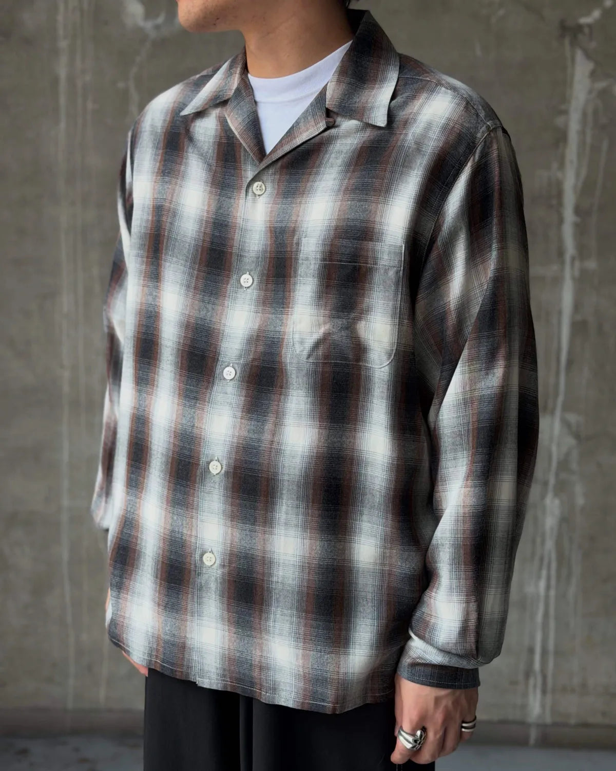 WACKO MARIA / OMBRE CHECK OPEN COLLAR SHIRT -TYPE-1- (26FWE-WMS-OC01)