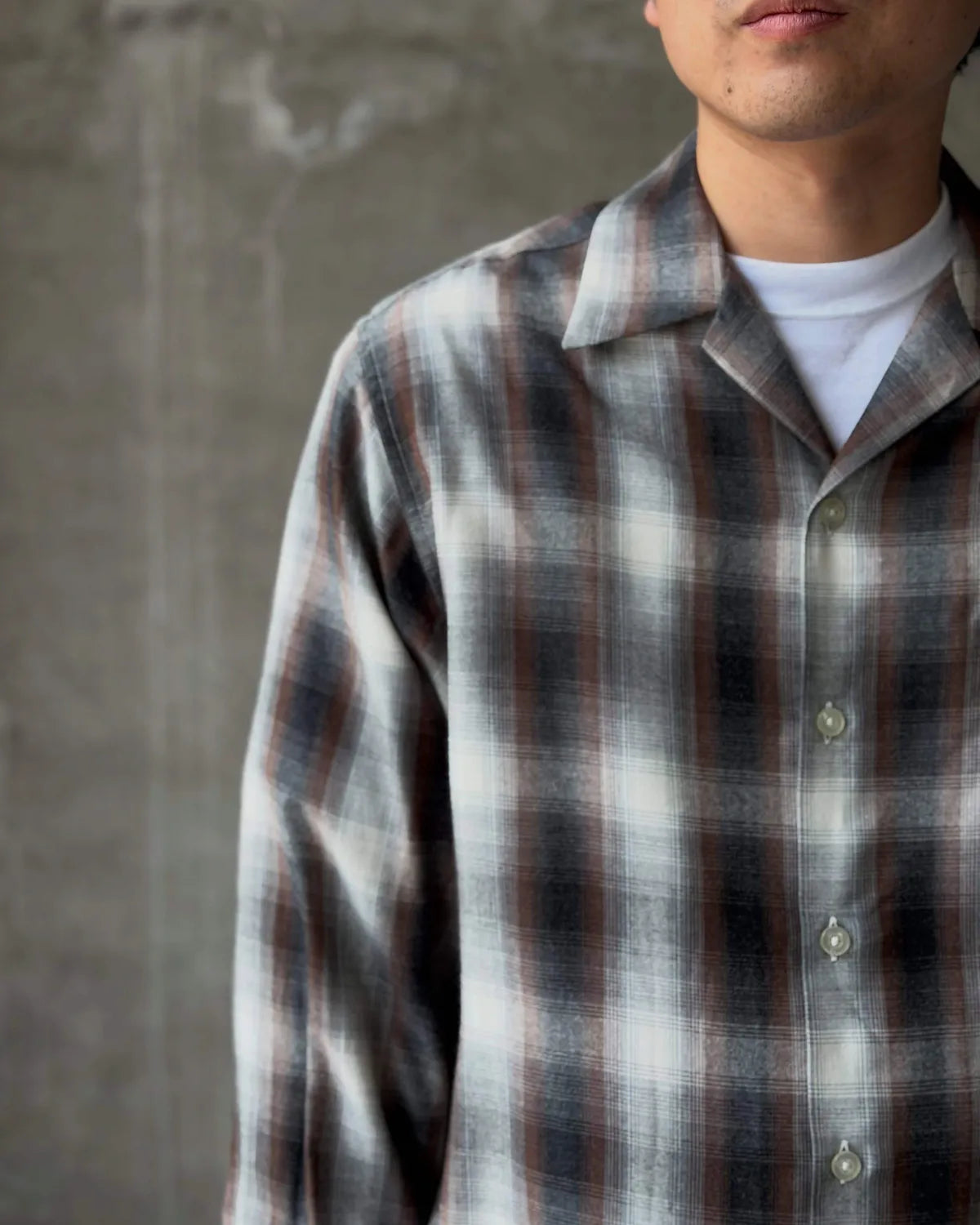 WACKO MARIA / OMBRE CHECK OPEN COLLAR SHIRT -TYPE-1- (26FWE-WMS-OC01)