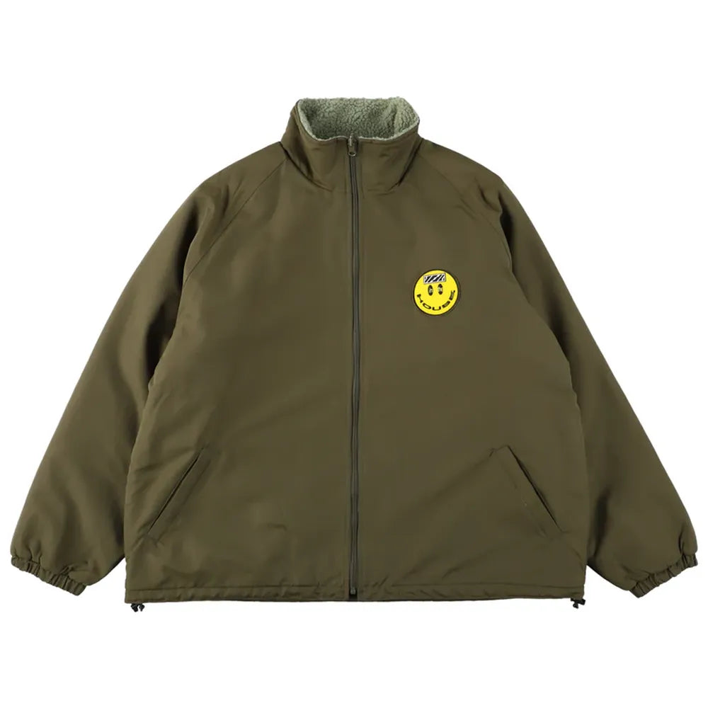 ISNESS MUSIC の HOUSE PATCH REVERSIBLE FLEECE JACKET (IMP4_24_HOUSE PATCH JK01)