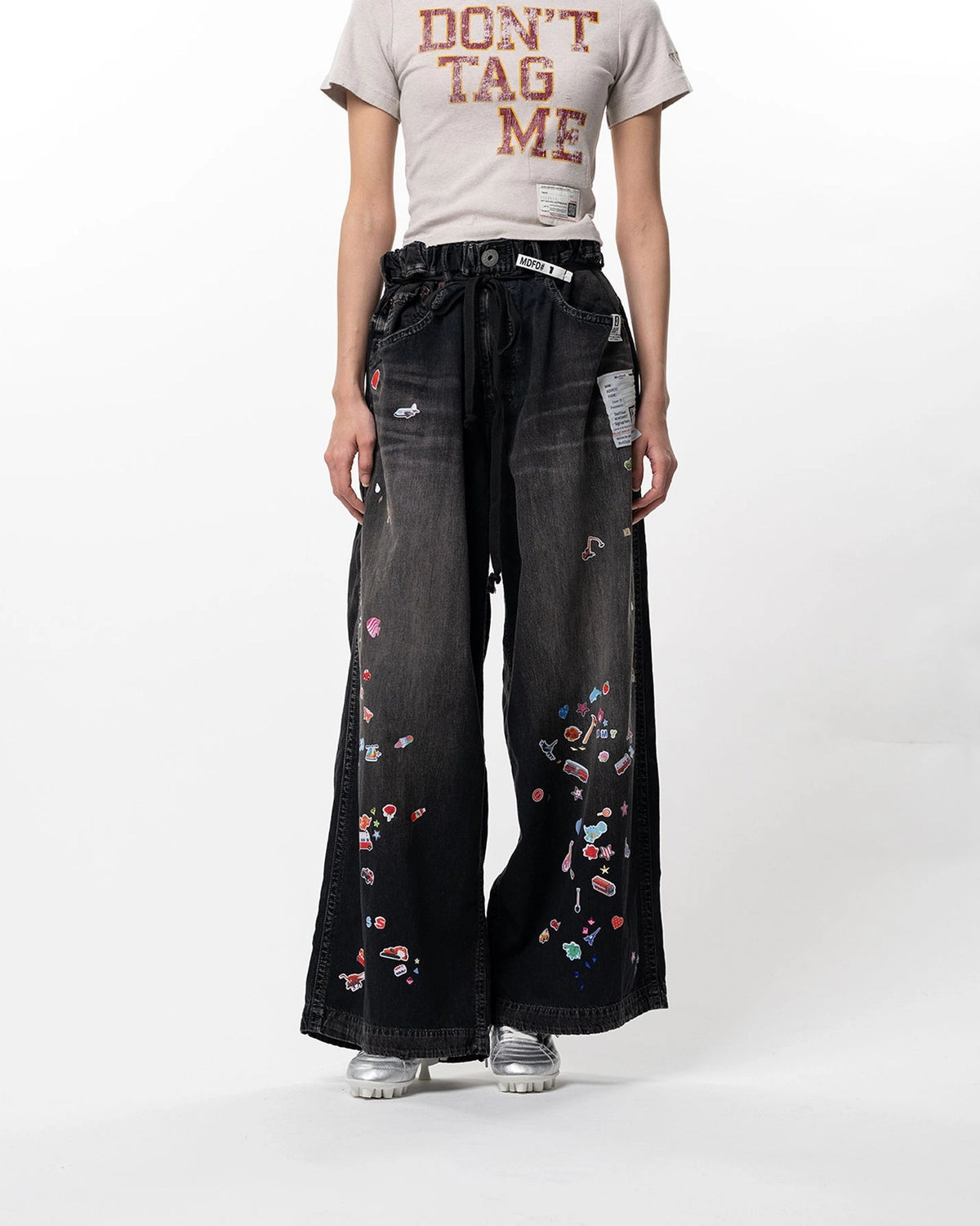 Maison MIHARA YASUHIRO / Kids Sticker Printed Wide Denim Pants -Women's- (K16PT342)