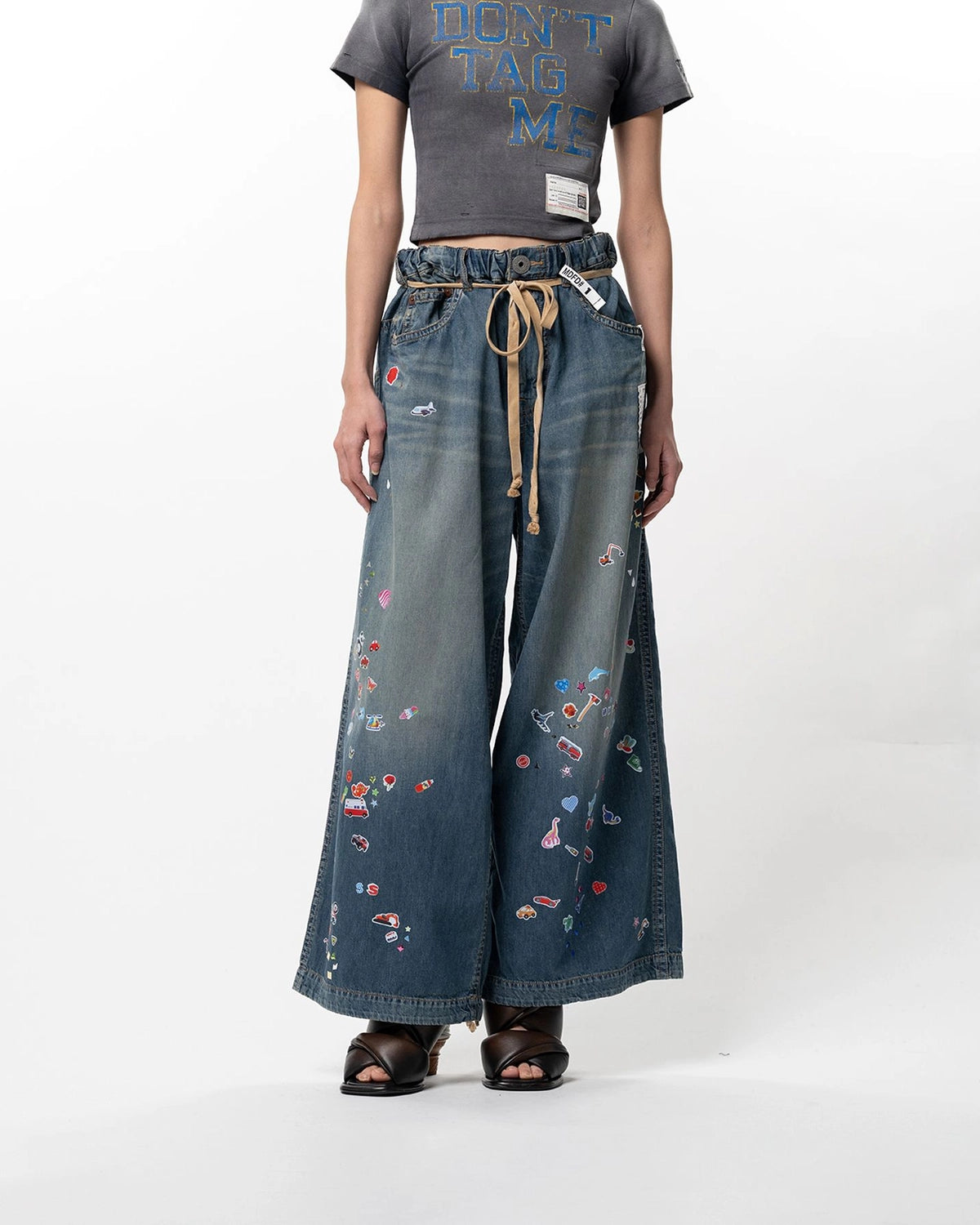 Maison MIHARA YASUHIRO / Kids Sticker Printed Wide Denim Pants -Women's- (K16PT342)