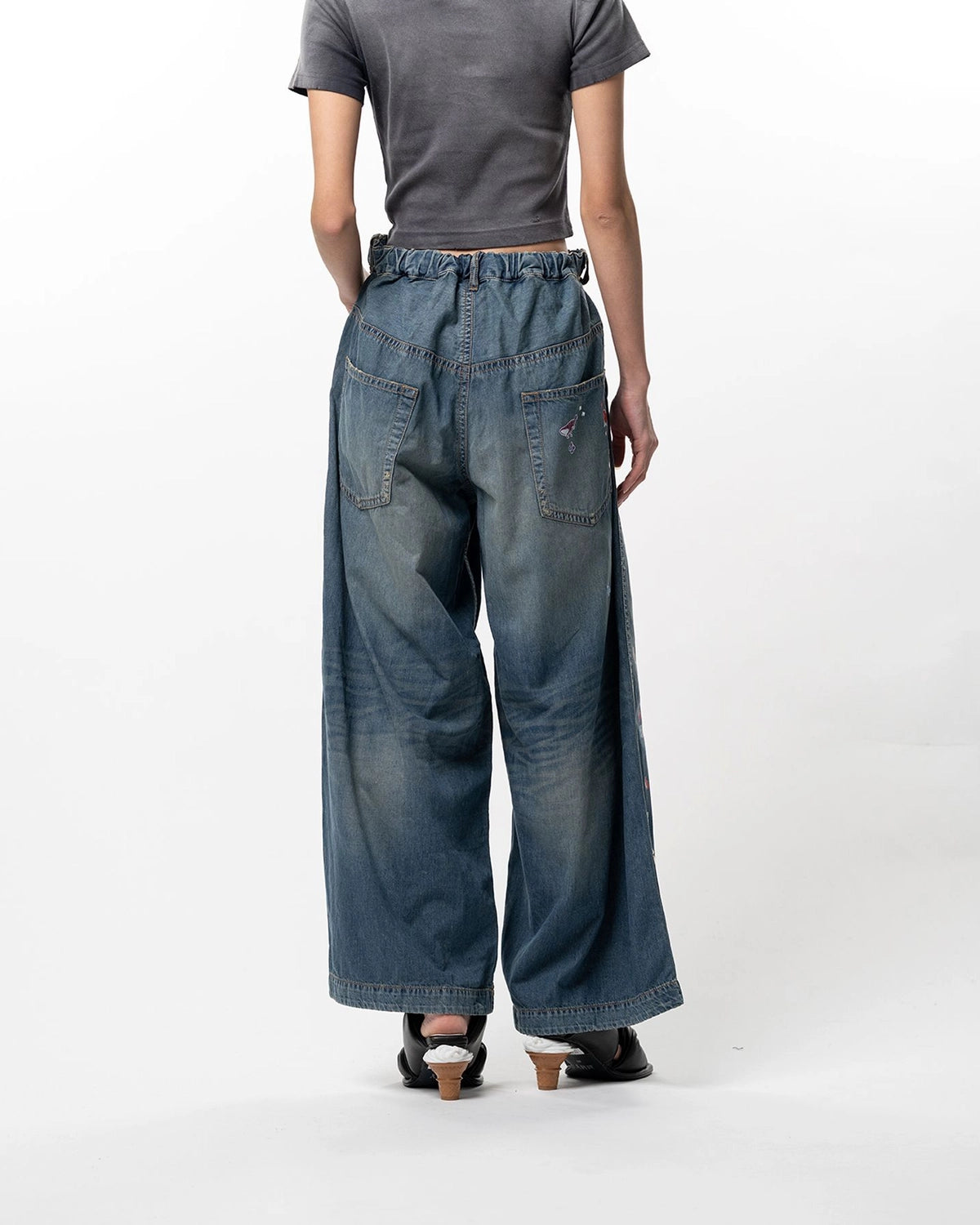Maison MIHARA YASUHIRO / Kids Sticker Printed Wide Denim Pants -Women's- (K16PT342)