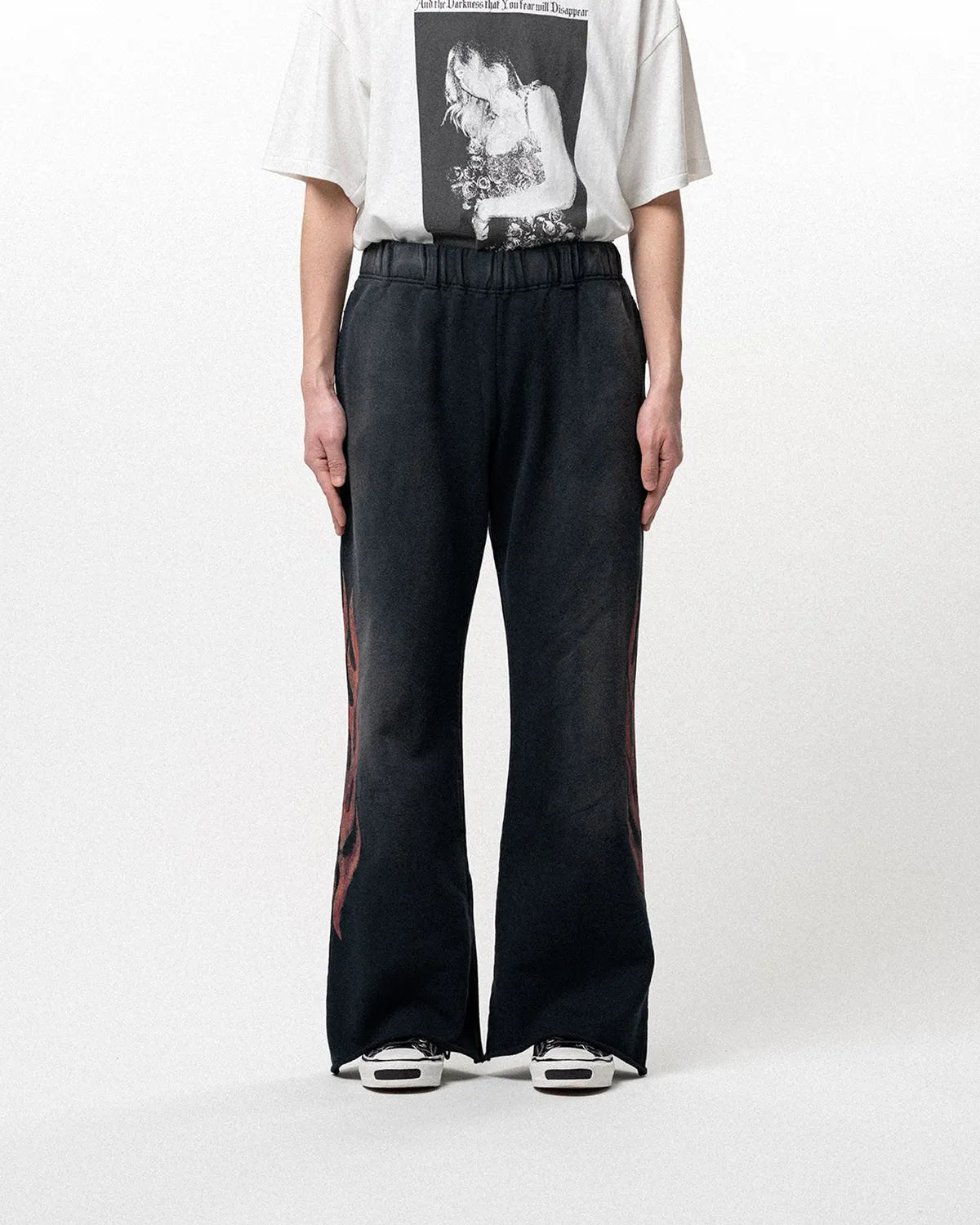 KAMIYA の "CRAYON FLAME" Distressed Bootcut Sweat Pants (G16PT069)