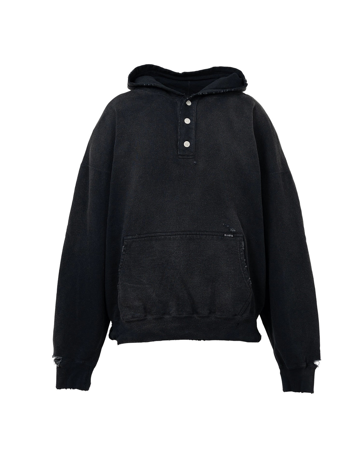 KAMIYA の Distressed Henry Neck Hoodie (G15HD077)