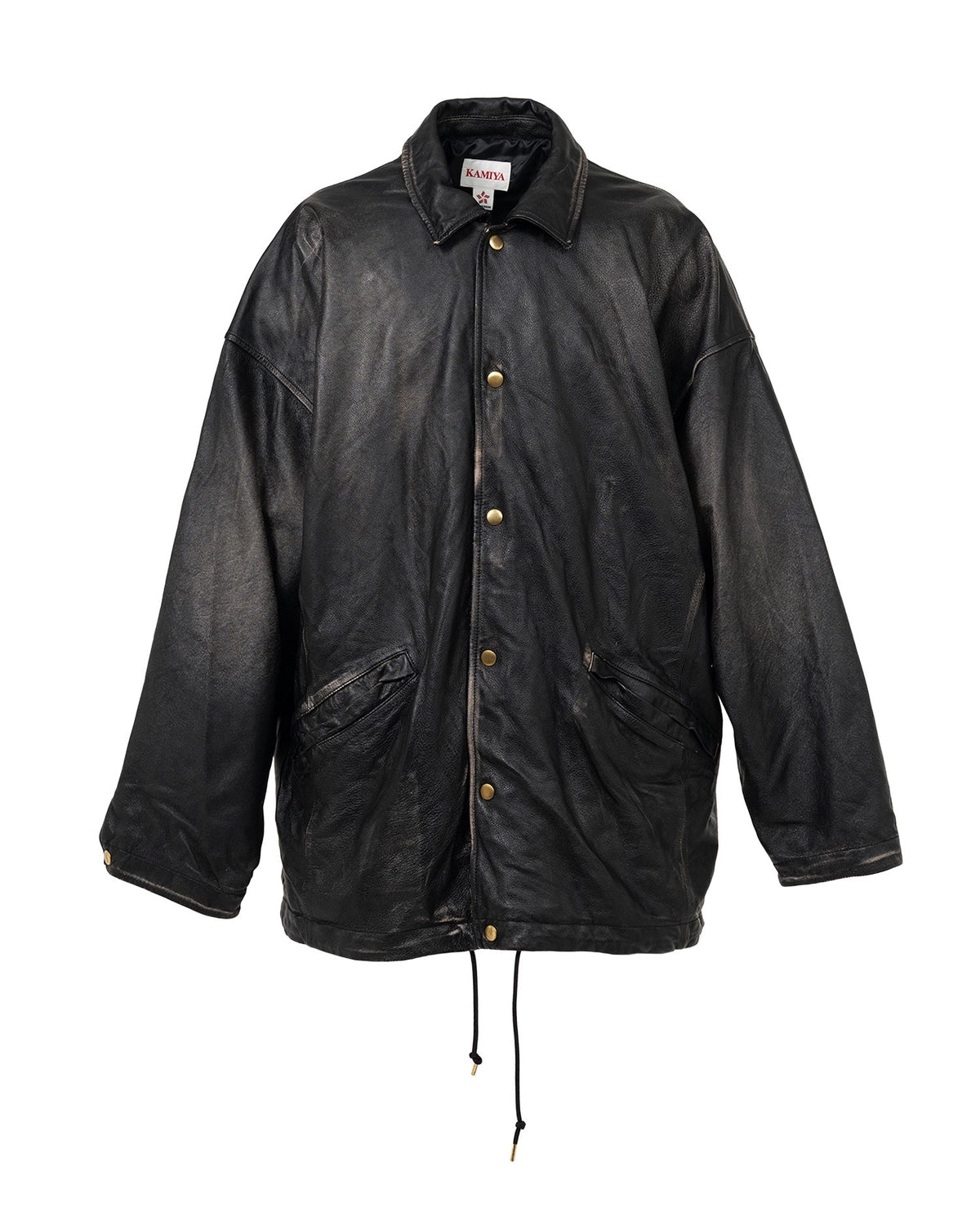 KAMIYA の Distressed Leather Coach Jacket (G15BL011)