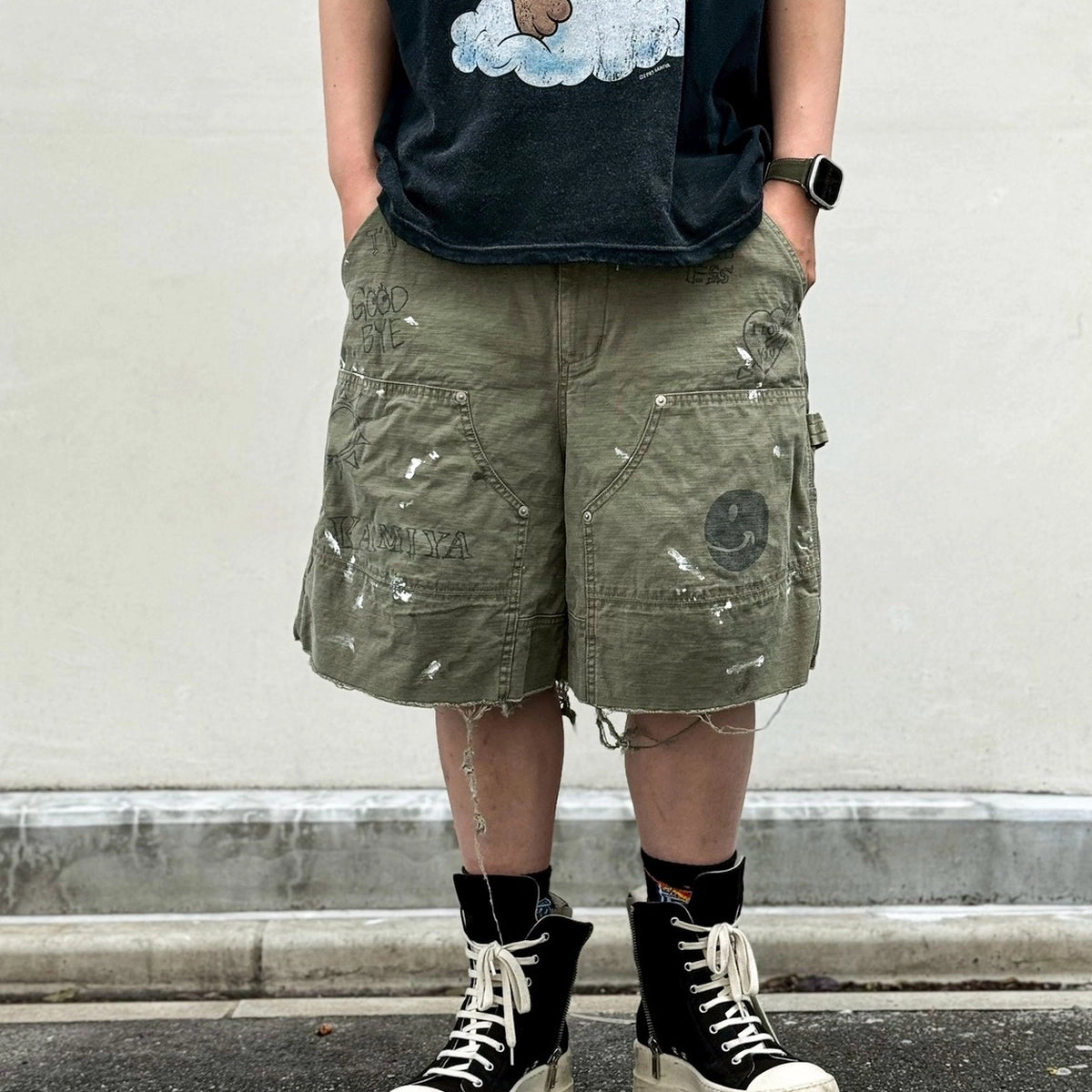 ばやし KAMIYA（カミヤ） / Distressed Leather Painter Shorts | 公式通販