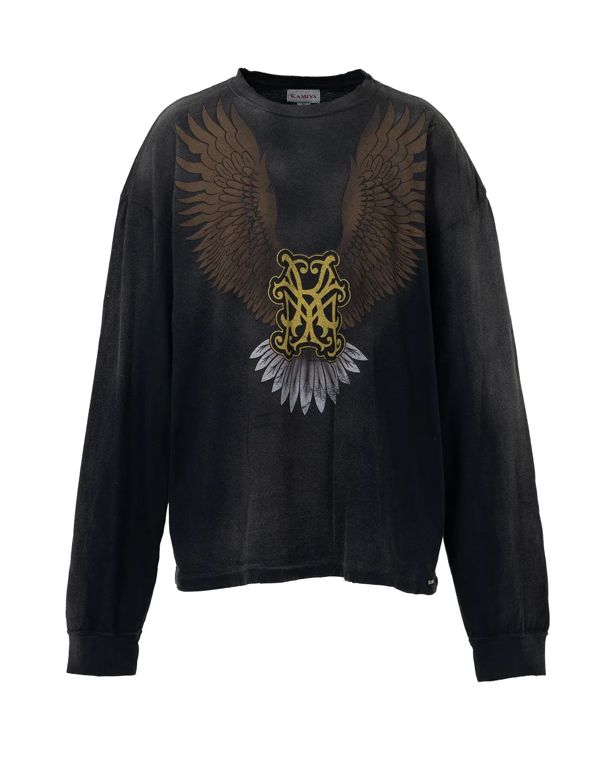 KAMIYA の "KMY Eagle" Distressed L/S T-shirt (G15LT082)
