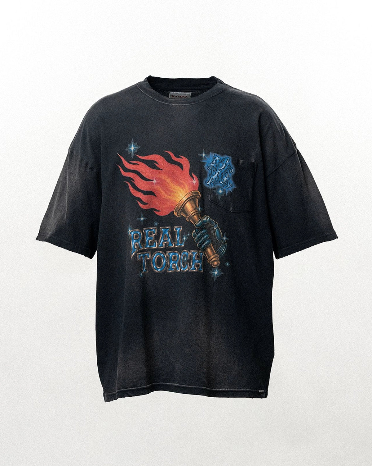 KAMIYAの "REAL TORCH" Distressed Pocket Tee (G16TS090)