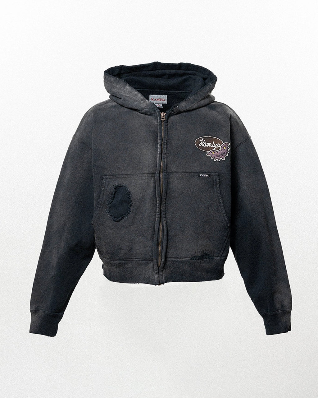 KAMIYA（カミヤ） / Repaired Name Patch Zip Short Hoodie | 公式通販